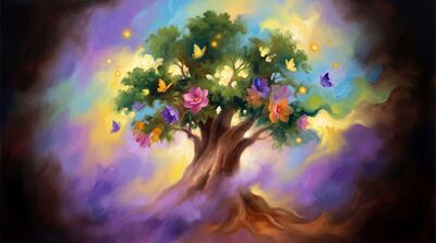 Dreamscape Tree Luminous Canvas Painting
