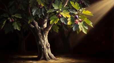 Fig Tree Dramatic Light Canvas Wall Art