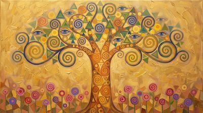 Golden Tree of Life Klimt Style Canvas Wall Art