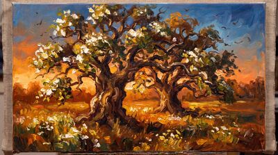 Twin Oaks Golden Meadow Canvas Wall Art