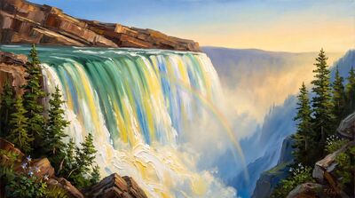Horseshoe Waterfall Oil Painting Canvas Wall Art