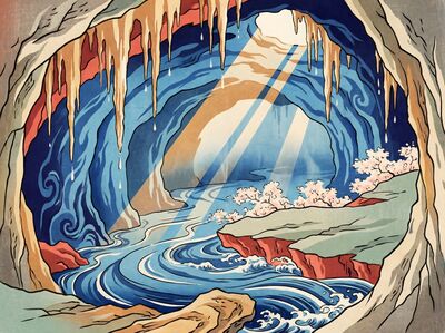 Underground River Cavern Canvas Wall Art