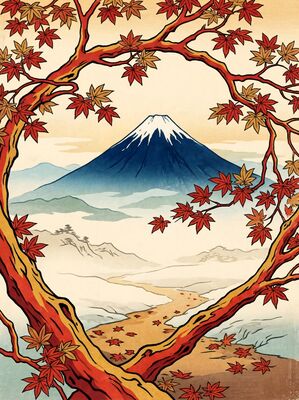 Mount Fuji in Autumn Maples Canvas Wall Art