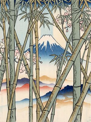 Mount Fuji From Bamboo Grove Canvas Painting