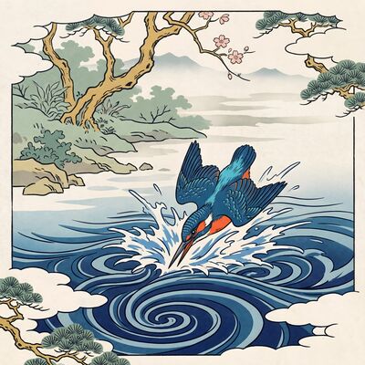 Kingfisher Diving Canvas Wall Art