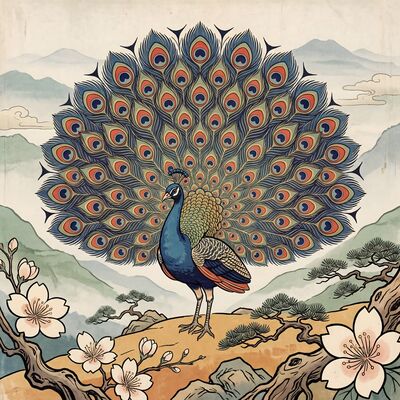 Peacock Displaying Canvas Painting