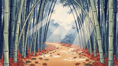 Bamboo Grove Path Canvas Wall Art