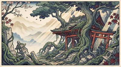 Abandoned Temple Ruins Canvas Wall Art