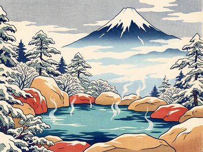 Mountain Hot Spring Canvas Wall Art