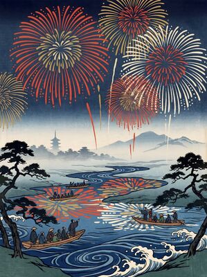 Summer Fireworks Canvas Wall Art