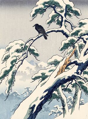 Winter Snow on Pines Canvas Wall Art