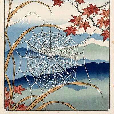 Frost on Spider Web Canvas Wall Art