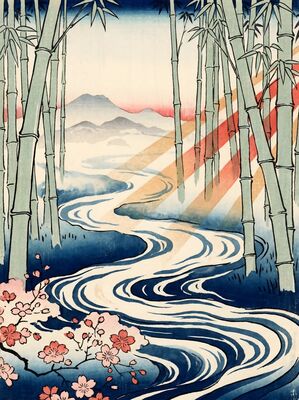 Misty Bamboo Dawn Canvas Wall Art