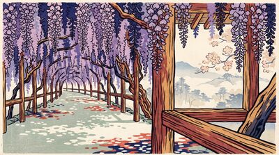 Wisteria Tunnel Canvas Painting