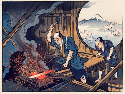 Sword Smith at Forge Canvas Painting