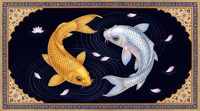 Yin Yang Koi Fish Harmony Canvas Painting