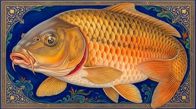 Giant Koi Fish Portrait Canvas Painting