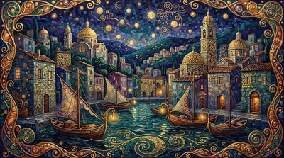 Gustav Klimt Mediterranean Harbor Canvas Wall Art