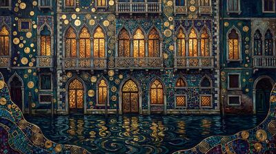 Gustav Klimt Venetian Palazzo Facades Canvas Wall Art