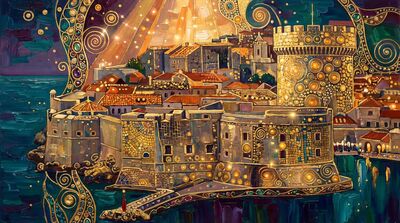 Gustav Klimt Dubrovnik Fortress Walls Canvas Wall Art
