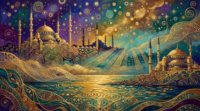 Gustav Klimt Istanbul Skyline Panorama Foggy Morning Canvas Wall Art