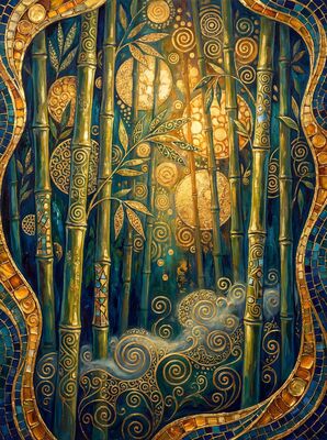 Gustav Klimt Bamboo Forest Scene Canvas Wall Art