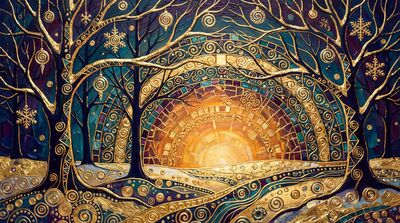 Gustav Klimt Winter Bare Trees Canvas Wall Art