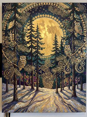 Gustav Klimt Moonlit Pine Forest Canvas Painting