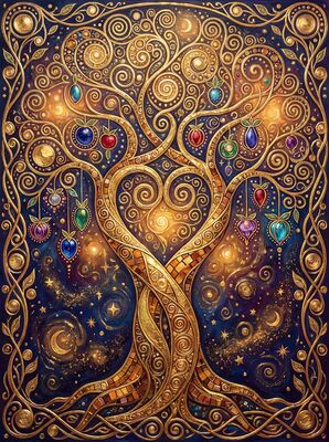 Gustav Klimt Tree of Life Design Canvas Painting