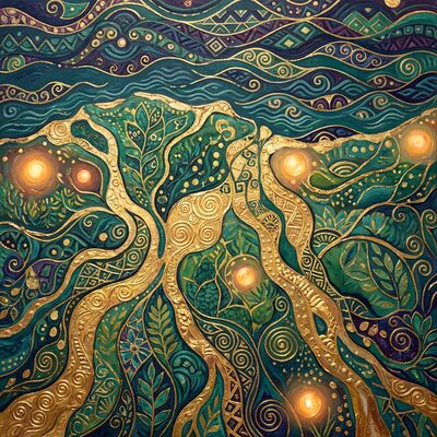 Gustav Klimt River Delta Aerial View Canvas Wall Art