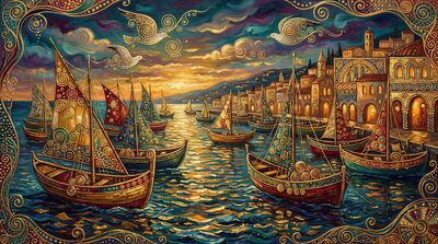 Gustav Klimt Fishing Fleet Returning Canvas Painting