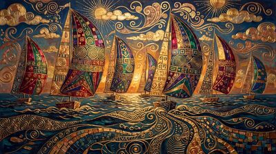 Gustav Klimt Sailboat Regatta Racing Canvas Painting