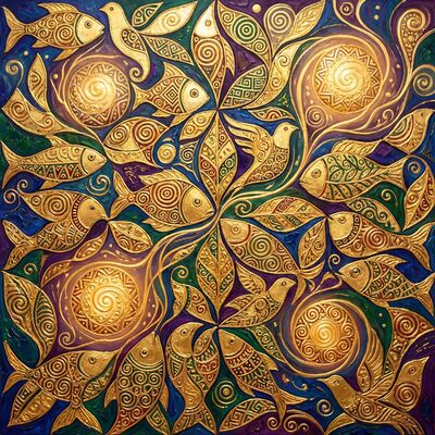 Gustav Klimt Mosaic Tessellation Art Canvas Wall Art