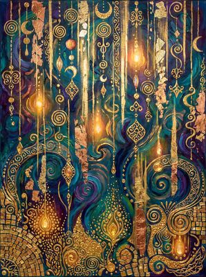 Gustav Klimt Golden Rain Abstract Scene Canvas Wall Art