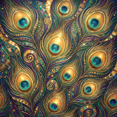 Gustav Klimt Peacock Feather Pattern Canvas Wall Art