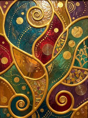 Gustav Klimt Stained Glass Abstract Art Canvas Wall Art
