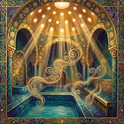 Gustav Klimt Turkish Hammam Interior Canvas Wall Art