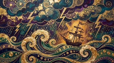 Gustav Klimt Thunderstorm at Sea Scene Canvas Wall Art
