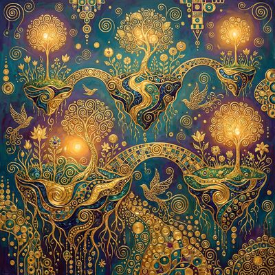 Gustav Klimt Floating Water Gardens Canvas Painting