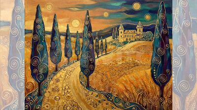 Gustav Klimt Tuscan Cypress Row Scene Canvas Wall Art