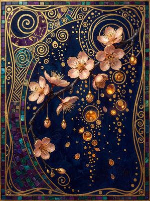 Gustav Klimt Peach Blossom Branch Canvas Wall Art