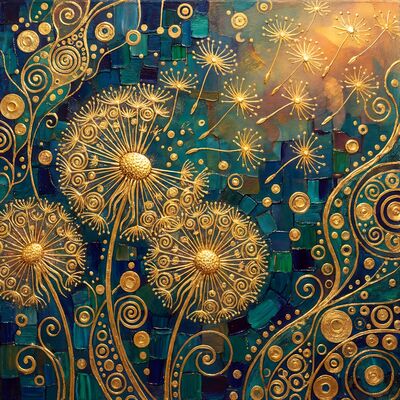 Gustav Klimt Dandelion Wish Seeds Canvas Wall Art