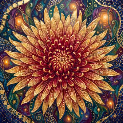 Gustav Klimt Chrysanthemum Sphere Canvas Wall Art