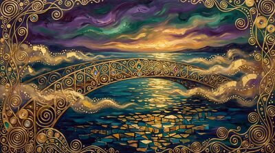 Gustav Klimt Golden Gate Bridge View Canvas Wall Art