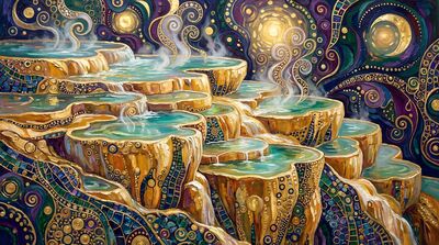 Gustav Klimt Hot Spring Terraces Scene Canvas Painting
