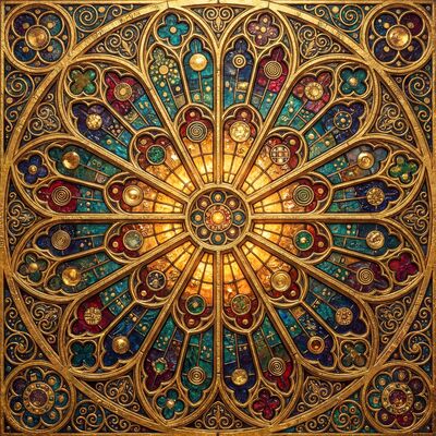 Gustav Klimt Stained Glass Rose Window Canvas Painting