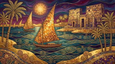 Gustav Klimt Nile Felucca at Sunset Canvas Wall Art