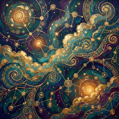 Gustav Klimt Constellation Star Map Canvas Wall Art