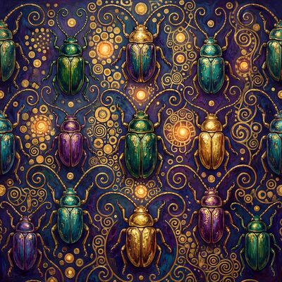 Gustav Klimt Beetle Collection Display Canvas Painting