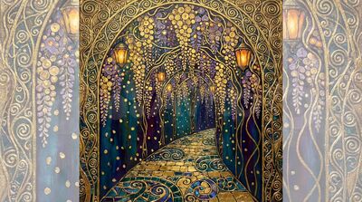 Gustav Klimt Wisteria Garden Tunnel Canvas Wall Art